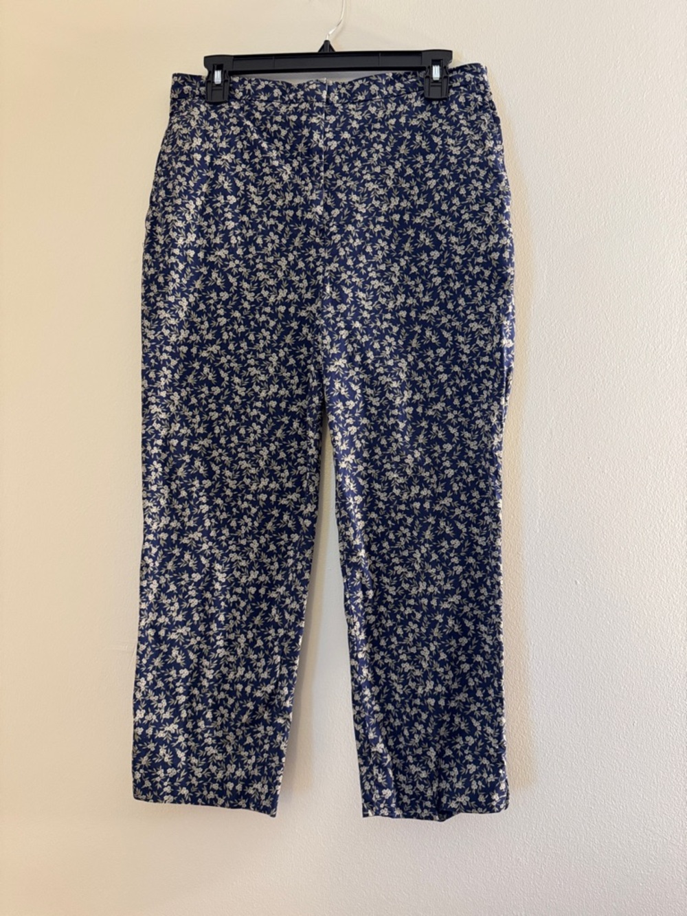 Floral Print Straight-Leg Pants - Navy